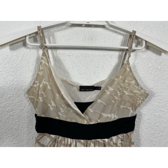 Vintage Y2K Cami Tank Top The Limited Size M Mesh Nylon Beige Geometric - Picture 2 of 9